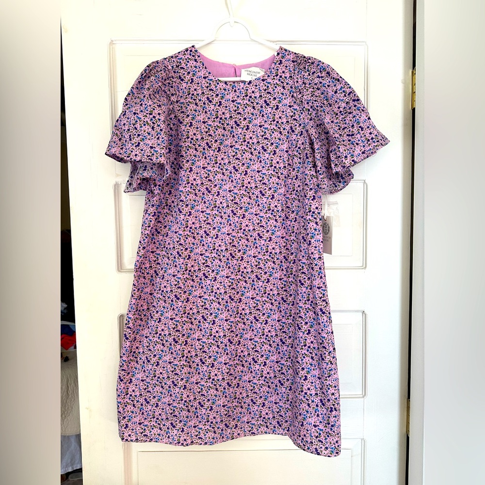 Tuckernuck Lavender Floral Mini Dress with Ruffled Sleeves